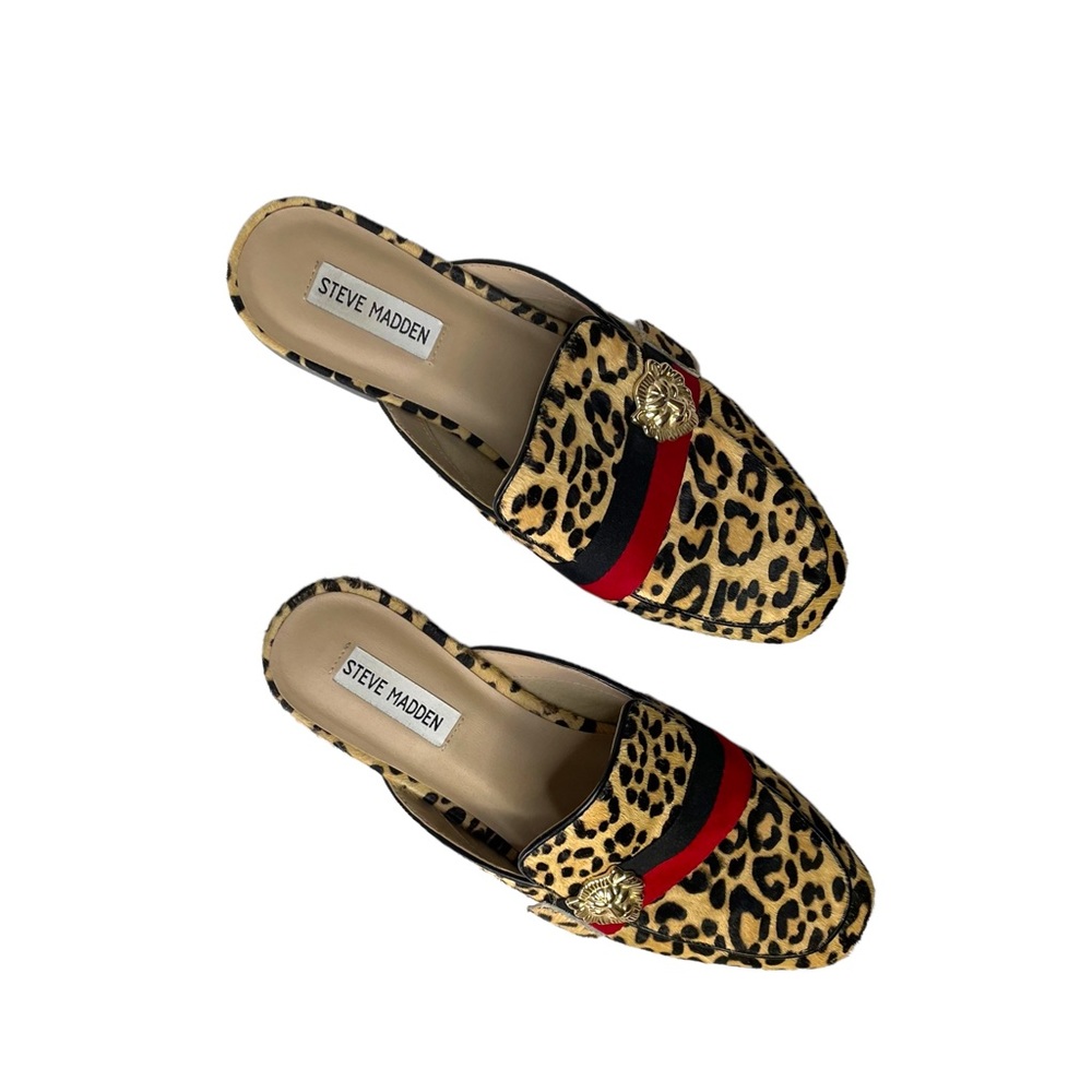 Steve Madden Karissa Calf Hair Leopard Lion Slip On Loafers 10